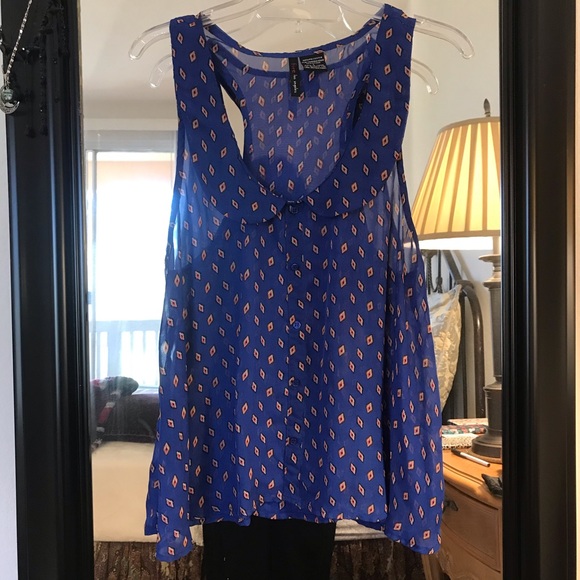 Sheer Cobalt Tank/Blouse - Picture 4 of 8